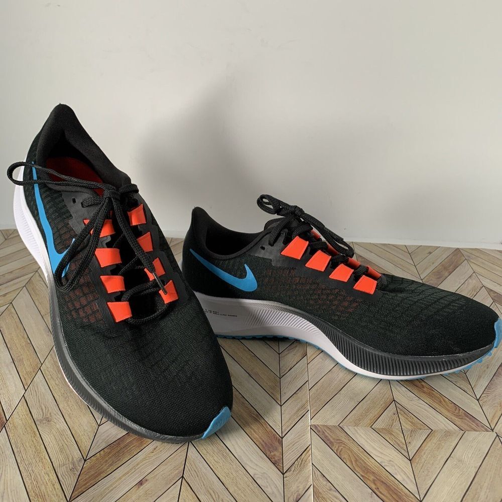 NIKE Air Zoom Pegasus 37 Men Running‎ Shoes BQ9646 011 Black/Light Blue Sz 10.5